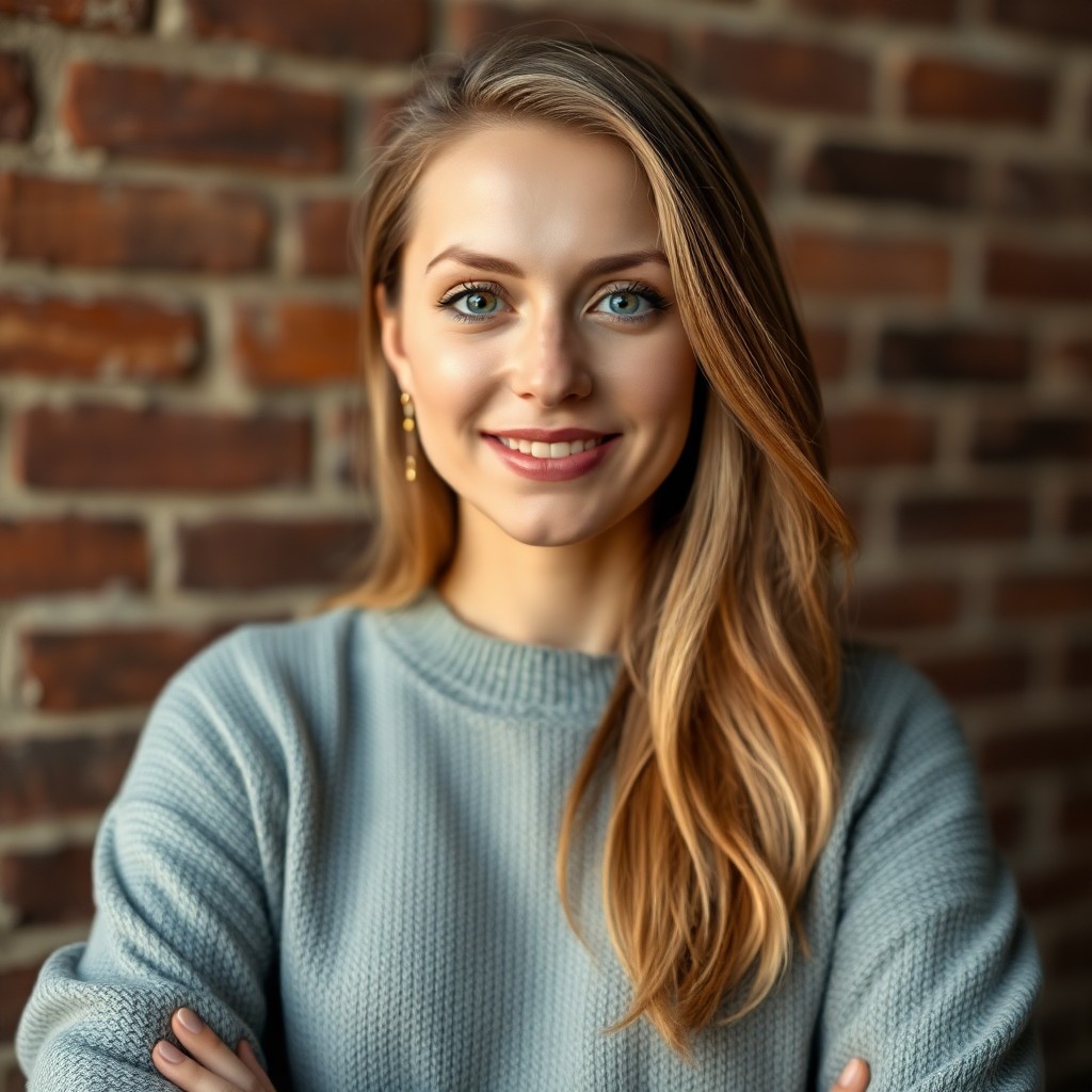 AI-generated tech founder headshot example — casual sweater, warm light. Style produced by HeadshotPro from user selfies.